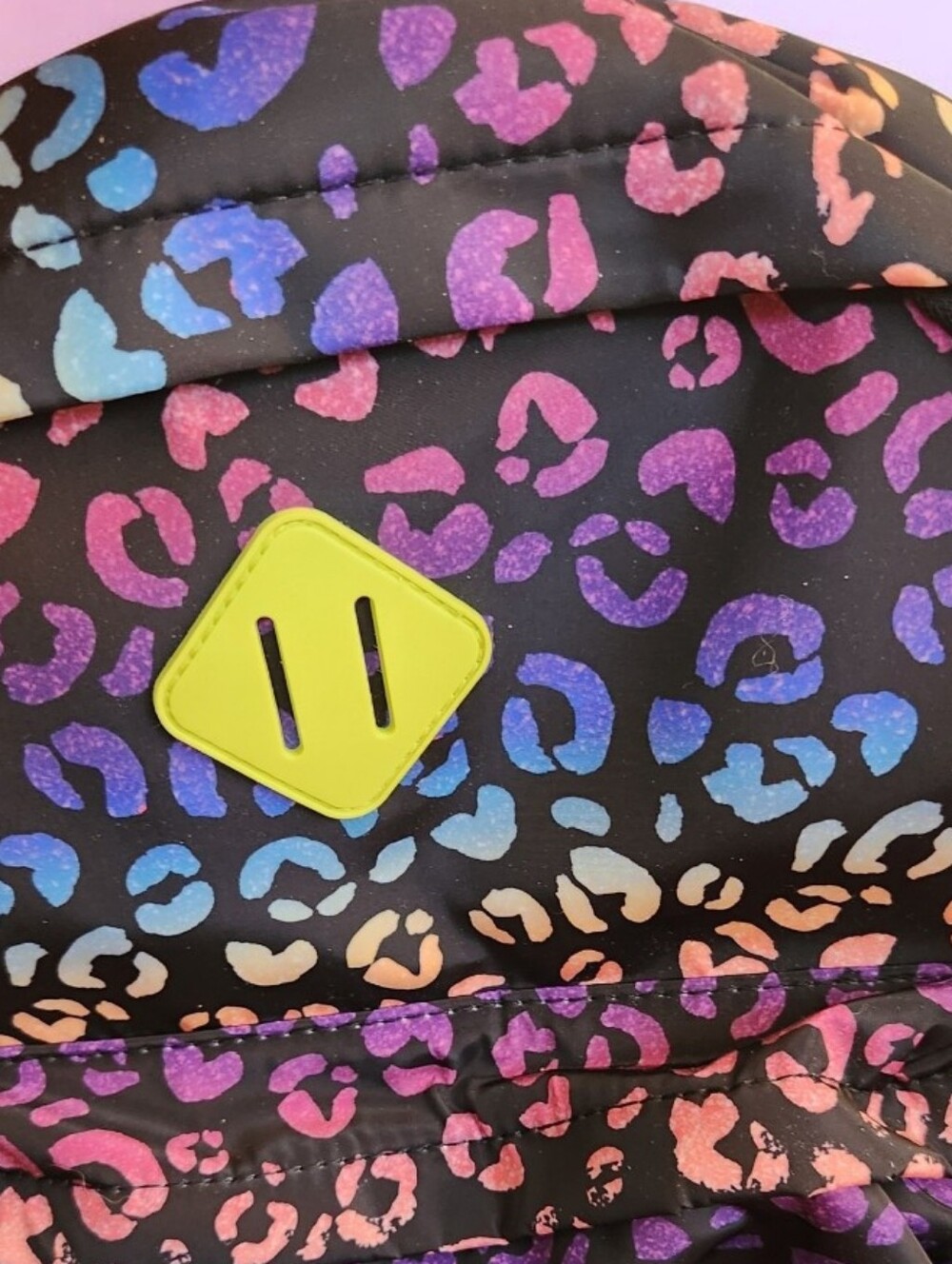 More Than Magic Black Backpack with Rainbow Leopard Print and Lime Accent■ Swipe